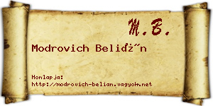 Modrovich Belián névjegykártya